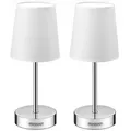 Produktbild: monzana Tischleuchte, Weiß 2er Set, 2er Set 32 cm Stoffschirm E14 Chrom Metall Wohnzimmer Büro weiß