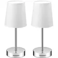 Produktbild: Monzana Nachttischlampe Stoffschirm 32cm Hoch E14 Chrom 15w Wohnzimmer Schlafzimmer Büro Flur Metall Schirm Tischlampe Tischlampe Nachttischleuchte  Weiß 2er Set