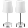 Produktbild: MONZANA® Nachttischlampe 2er Set 32cm Stoff Grau Taupe Anthrazit Weiß Wohnzimmer Schlafzimmer Lampe Leuchte Tischlampe Nachttischleuchte Tischleu... - Weiß