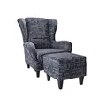 Produktbild: Supellex Sofia Ohrensessel mit Hocker Carpe Diem Anthrazit Kolonial Design ?