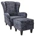Produktbild: Supellex Sofia Ohrensessel mit Hocker | Carpe Diem Anthrazit Kolonial Design