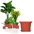 Produktbild: 5x Blumentopf mit Untersetzer 40cm rund Kunststoff Pflanzkübel Töpfe terrakotta