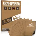 Produktbild: 50 Blatt Kraftpapier A3 Set - 260 g - 297 x 42 cm - DIN Format - Bastelpapier...