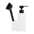 Produktbild: Riviera Maison - Seifenspender und Spülbürste - Cleaning Set Soap & More - Kunststoff - weiß/schwarz -11 x 7,8 x 20,5 cm
