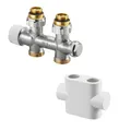 Produktbild: Spar-Set Oventrop Anschlussarmatur Multiblock T Durchgang mit Abdeckung weiss