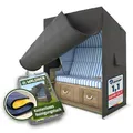 Produktbild: WALDNER Strandkorb Schutzhülle | Oxford 600D | Abdeckung Strandkorbhülle Abdeckhaube Abdeckplane | wasserdicht winterfest wetterfest UV-beständig atmungsaktiv | 120 x 90 x 160 B/T/H | grau anthrazit