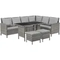 Produktbild: Svita Rattan-Lounge, Grau, Kunststoff, 2, 7-Sitzer, Rechteckig,rechteckig, Loungemöbel, Gartenlounge-Sets