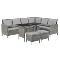 Produktbild: SVITA Madison Rattan-Lounge Polyrattan Ecksofa Gartenmöbel-Set Sofa Garnitur Couch-Eck Grau