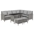 Produktbild: SVITA MADISON Rattan-Lounge Polyrattan Ecksofa Gartenmöbel-Set Grau