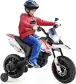 Produktbild: COSTWAY Aprilia Elektro Motorrad Kinder, 12V Kindermotorrad mit Stützrädern & Musik & Scheinwerfer, für Kinder 3 - 8 Jahren (Weiß)