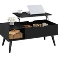 Produktbild: WOLTU Couchtisch höhenverstellbar, mit Stauraum, Beistelltisch, 100x(43-57) x50 cm : Schwarz Farbe: Schwarz - Schwarz