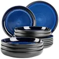 Produktbild: Mäser Tafelservice Niara, Blau, Schwarz, Keramik, 12-teilig, Essen & Trinken, Geschirr, Geschirr-Sets, Tafelservice