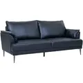 Produktbild: 3-Sitzer Sofa Luso Leder Schwarz - mit Taschenfederkern & schwarzem Metallrahmen