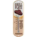 Produktbild: LANOLU Retro Blechschild GRILLPLATZ THERMOMETER analog aus Metall 8x28 cm