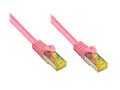 Produktbild: Kabelmeister® RJ45 Patchkabel mit Cat. 7 Rohkabel und Rastnasenschutz (RNS®), S/FTP, PiMF, halogenfrei, 500MHz, OFC, magenta, 7,5m