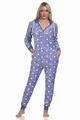 Produktbild: Normann Kuschelig Warmer Damen Jumpsuit Schlafanzug Overall aus Coralfleece in Tupfen Punkte Optik, Farbe:blau, Größe:40/42