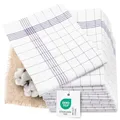 Produktbild: ZOLLNER 12er Set Geschirrtücher Halbleinen in 60x80 cm - super saugstarke und fusselfreie Küchentücher – waschbar bis 95°C – in grau weiß kariert - Gastronomiequalität - Oeko Tex® Zertifiziert