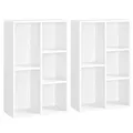 Produktbild: VASAGLE Bücherregal, Regal, Standregal, 2er Set, mit 5 Fächern, für Wohnzimmer, Arbeitszimmer, Kinderzimmer, Büro, als Raumteiler, 24 x 50 x 80 cm, weiß LBC025T14