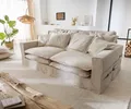 Produktbild: DELIFE Big-Sofa Noelia, Elfenbeinfarben 240x145 cm mit Kissen Hussensofa Sofa Couch