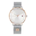 Produktbild: Tommy Hilfiger Analog Quarzuhr für Damen mit Silbernes Edelstahl-Mesh-Gliederarmband - 1782288