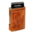 Produktbild: SecWal Kartenetui mit Münzfach Druckknopf inkl. Geschenkbox - Made in Germany - Echtleder Mini Geldbörse inkl. E-Book für Damen und Herren - RFID Schutz Geldbeutel klein (Dallas Cognac)