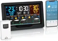 Produktbild: Brandson Wetterstation mit Außensensor, Funkwetterstation mit Farbdisplay, Wlan/WIFI, App Wetterprognose, UV-Index, Barometer, Luftfeuchtigkeit, Wecker