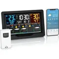 Produktbild: Brandson Wetterstation mit Außensensor, Funkwetterstation mit Farbdisplay, Wlan/WIFI, App Wetterprognose, UV-Index, Barometer, Luftfeuchtigkeit, W... - Schwarz