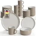 Produktbild: Steingut Geschirr, Tafelservice Set 32teilig, Teller, Schalen, Becher