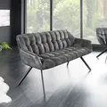 Produktbild: riess-ambiente Esszimmer Sitzbank PAPILLON 165cm grau Samt mit Rückenlehne schwarzes Metallgestell Dekobank Polsterbank - Grau