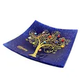 Produktbild: Sospiri Venezia Dekoteller - Ablageschale/Dekoschale aus Murano-Glas mit Lebensbaum und Murine, Handgefertigt, Geschenkidee für Zuhause und Eingangsbereich 14x14 cm