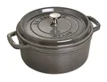 Produktbild: STAUB Gusseisen Bräter/Cocotte, Rund 24 cm, 3,8 L, Aromaregen Funktion für optimale Befeuchtung, Für alle Herdarten inkl. Induktion & Backofen, Graphitgrau