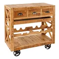 Produktbild: riess-ambiente.de Industrial Barschrank Bodega 86cm Mangoholz Servierwagen mit Weinregal