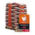 Produktbild: Holzpellets Red Palette 975 kg (65 x 15 kg) - 6mm Hartholz Pellets mit hohem Heizwert & geringem Ascheanteil - Premium Heizpellets als Sackware für Feuerrohr, Kamin, Ofen oder Grill