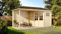 Produktbild: Alpholz 5-Eck Gartenhaus Franz-28 mit Anbau aus Massiv-Holz, Gerätehaus mit 28 mm Wandstärke, Garten Holzhaus inklusive Montagematerial, Geräteschuppen Größe: 500 x 250 cm