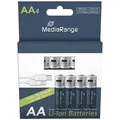 Produktbild: MediaRange USB-Akkus mit Ladekabel Li-Ion Mignon AA 1400 mAh, 4 St.