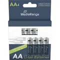 Produktbild: MEDIARANGE AA USB-C Akku Lithium-Ion 1400 mAh, 1,5 V, wiederaufladbar, Ladezeit 2h, 4er-Pack