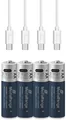 Produktbild: 4 Mediarange Akku AA mit USB-C Anschluss Li-Ion Mignon 1.5V 1.400mAh Ladekabel