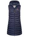 Produktbild: Geographical Norway Damen Stepp weste Kapuze Übergangs Herbst Winter Windbreaker Lang, Farbe:Navy, Größe:L (40)