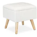Produktbild: Relaxdays Hocker mit Stauraum, Kunstleinen-Bezug, gepolstert, Holzbeine, Fußhocker mit Deckel, HBT: 40x40x40 cm, weiß