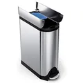 Produktbild: simplehuman CW2017 40 Liter, schmetterling Recycler, Mülltrennsystem 2 Fach, Mülleimer Küche, Mülltrennung, gebürsteter Stahl, 10 Jahre Garantie, Silber