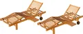 Produktbild: ALEOS. 2 Stück echt Teak Sonnenliege Gartenliege Strandliege Holzliege Holz vielfach verstellbar mit Tischablage sehr robust Modell 2x COZY