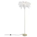 Produktbild: Qazqa Art Deco Stehleuchte mit Schirm, Stehlampe - Peahen - Beige, Rund, max. 10W, Geeignet für LED, 5-flammig, 160cm, Ideal als Wohnzimmerlampe - Beige