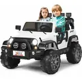Produktbild: Costway 2 Sitzer Kinderauto Mit 2,4g-fernbedienung, 3 Gang Elektroauto Mit Mp3, Musik, Hupe Und Scheinwerfer, 2,5-4 Km/h, 12v Kinderfahrzeug Für Kinder Ab 3 Jahren Weiss