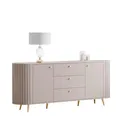 Produktbild: Lookway Kommode Elodie II 2D3S 190 – Elegante Sideboard mit vertikalen Fräsungen, abgerundeten Seiten & schrägen Metallfüßen, modernes Design für Wohnzimmer oder Esszimmer (Kaschmir, Beine: Gold)