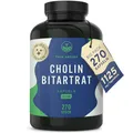 Produktbild: Cholin Kapseln - Hochdosiert: 1125mg - 270 Kapseln - Cholin Bitartrat - *Leberkur, Homocystein & Fettstoffwechsel (EFSA) - Vegan, Deutsche Produktion - TRUE NATURE®