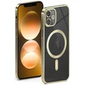 Produktbild: ONEFLOW Aura Case für iPhone 12 Hülle kompatibel mit MagSafe, Handyhülle mit Kameraschutz, Schutzhülle für induktives kabelloses Laden, Silikonhülle Durchsichtig, Gold