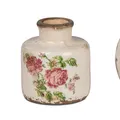 Produktbild: Dekovase VINTAGE ROMANTIK mit Rosendekor H. 10cm weiß rosa braun Formano S25