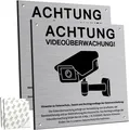 Produktbild: 2 Stück Achtung Videoüberwachung Schild Privatgrundstück Mit DSGVO Hinweis, 15X1