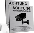 Produktbild: 2 Stück Achtung Videoüberwachung Schild Privatgrundstück Mit DSGVO Hinweis, 15X1