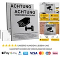 Produktbild: Videoüberwachung Warnschild 15x15cm Aluminium Selbstklebend DSGVO Hin